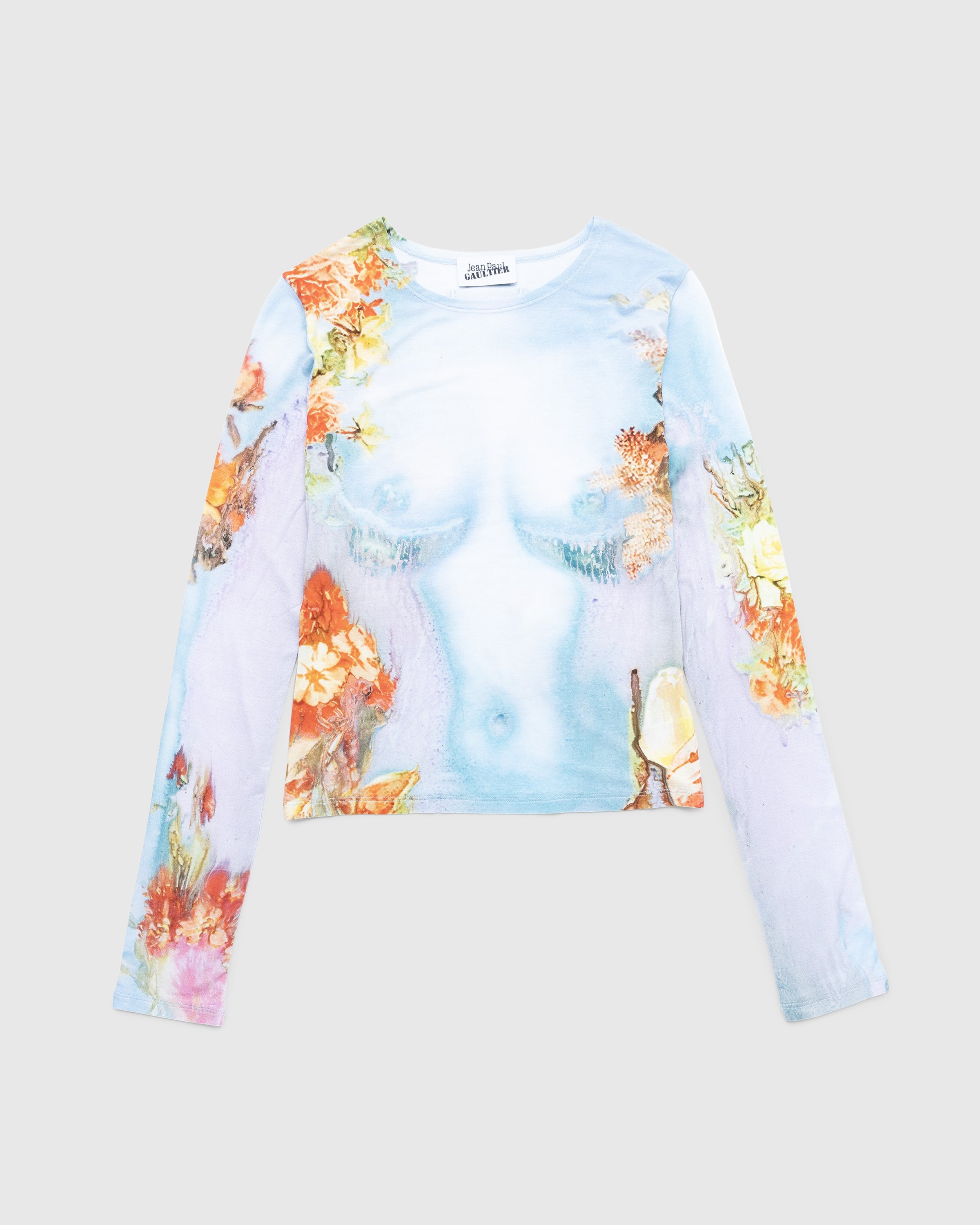 Jean Paul Gaultier – Body Flower-Print Mesh Top Blue 